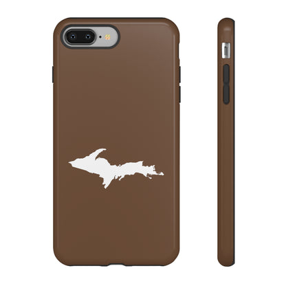 Michigan Upper Peninsula Tough Phone Case (Coffee Color w/ UP Outline) | Apple iPhone