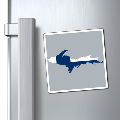 Michigan Upper Peninsula Square Magnet (Silver w/ UP USA Finland Outline)