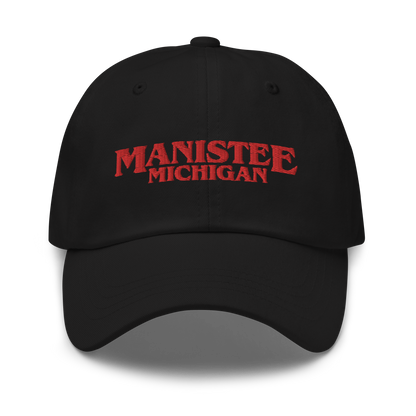 'Manistee Michigan' Dad Hat (1980s Drama Parody)