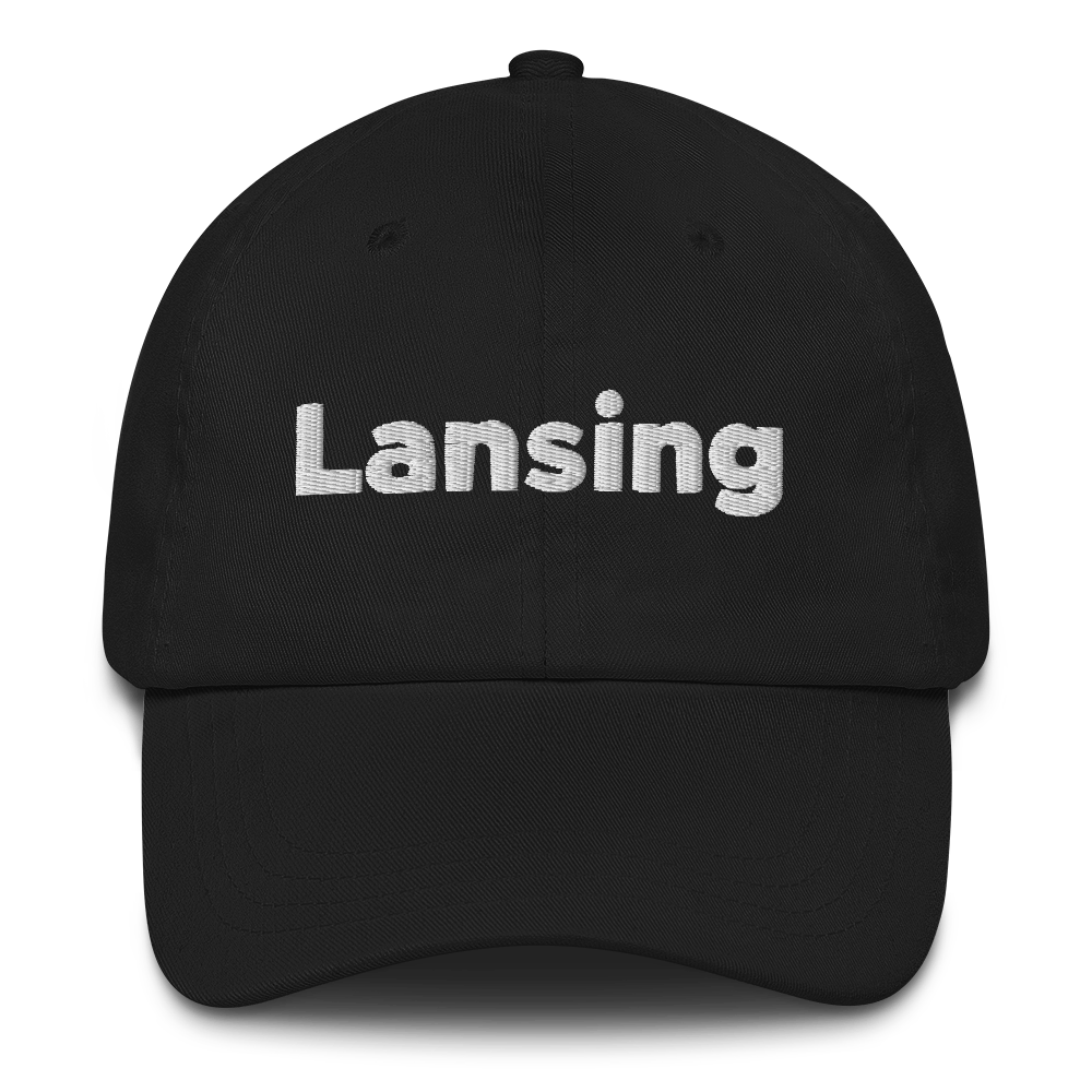 'Lansing' Dad Hat | White/Black Embroidery