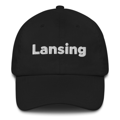 'Lansing' Dad Hat | White/Black Embroidery