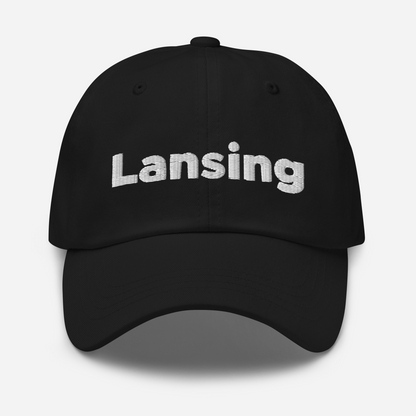 'Lansing' Dad Hat | White/Black Embroidery