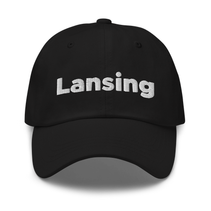 'Lansing' Dad Hat | White/Black Embroidery