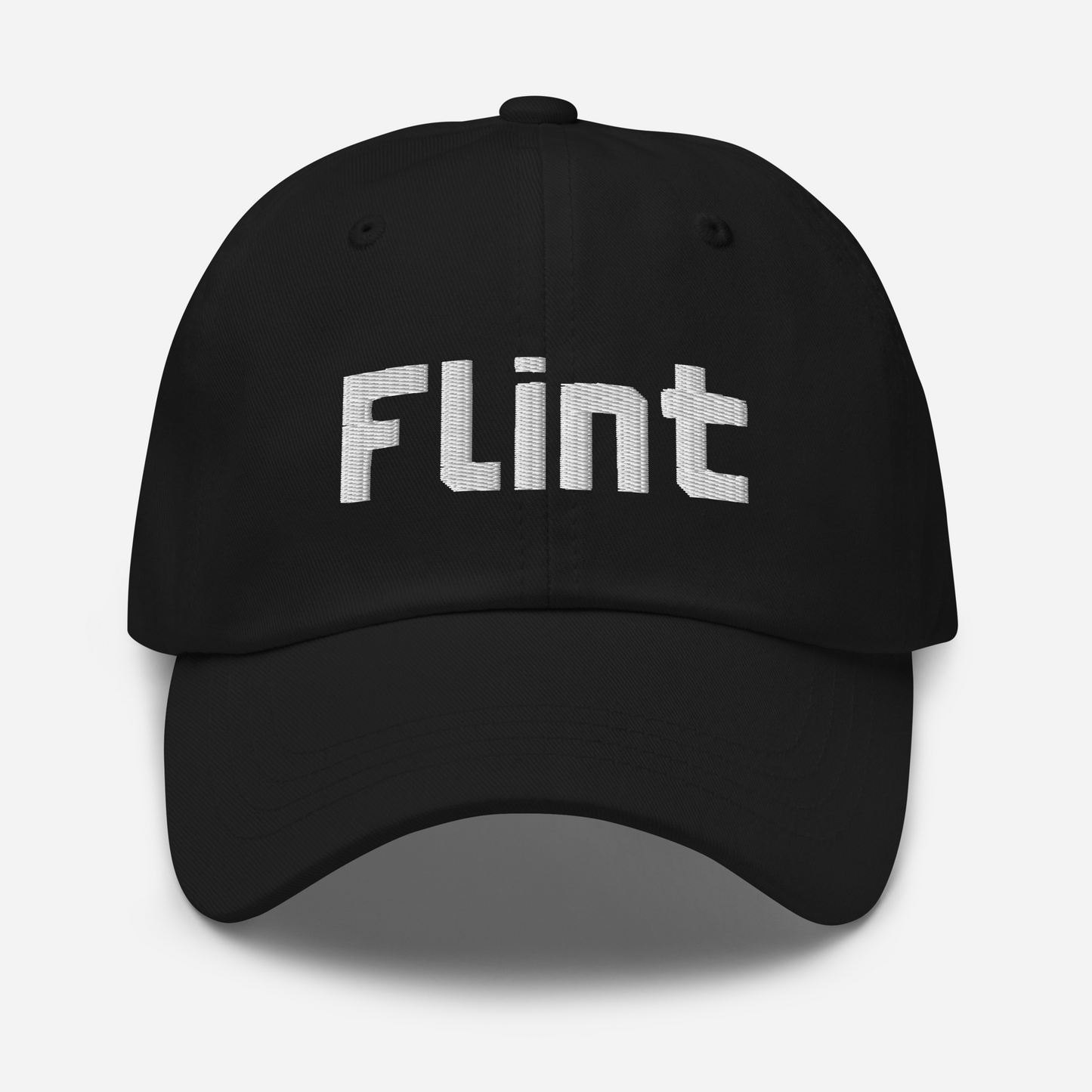 'Flint' Dad Hat | White/Black Embroidery