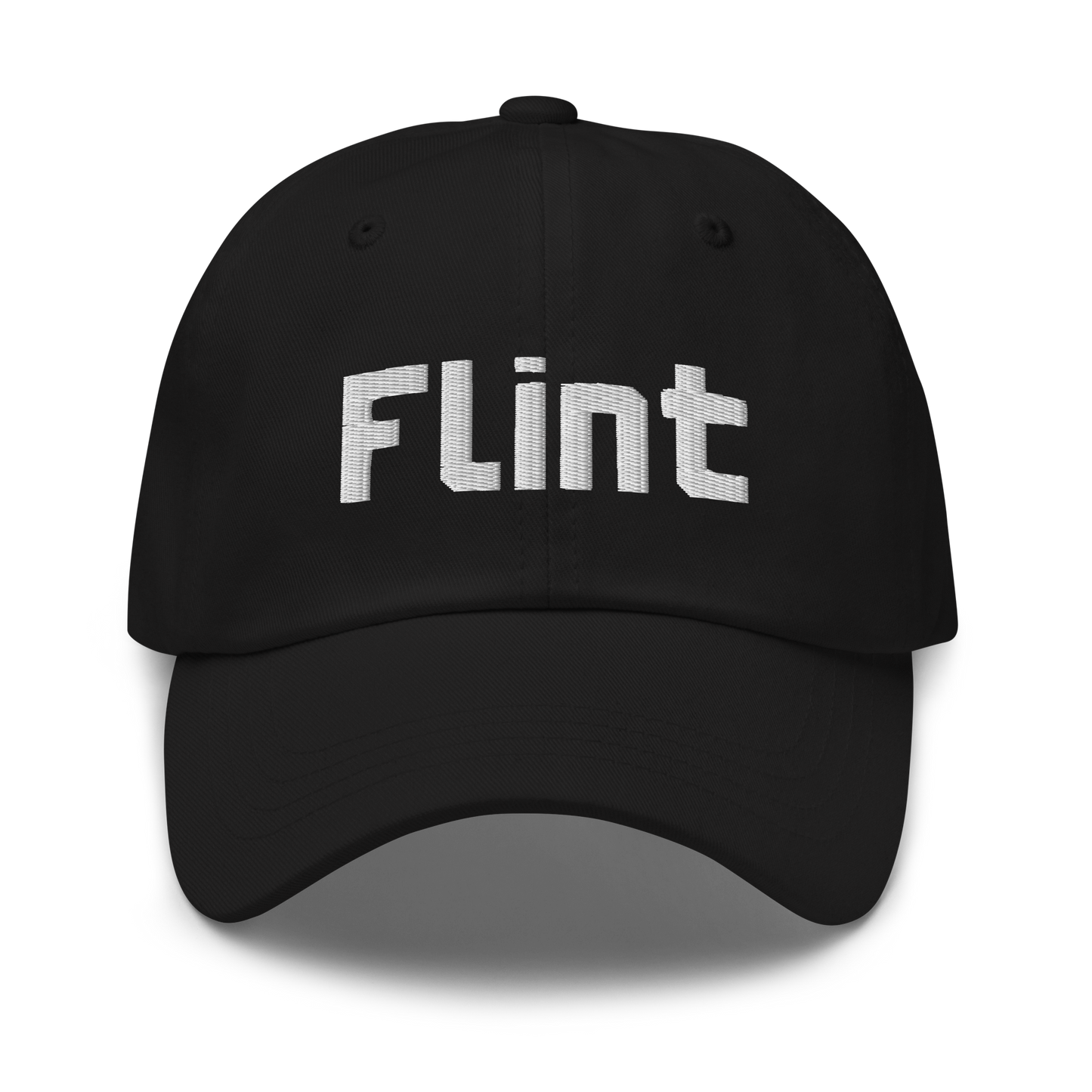 'Flint' Dad Hat | White/Black Embroidery