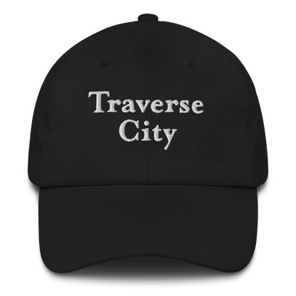 'Traverse City' Dad Hat | White/Black Embroidery