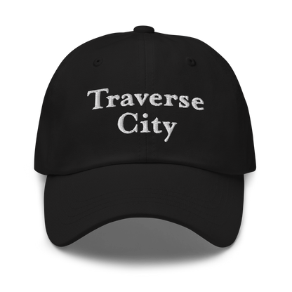 'Traverse City' Dad Hat | White/Black Embroidery