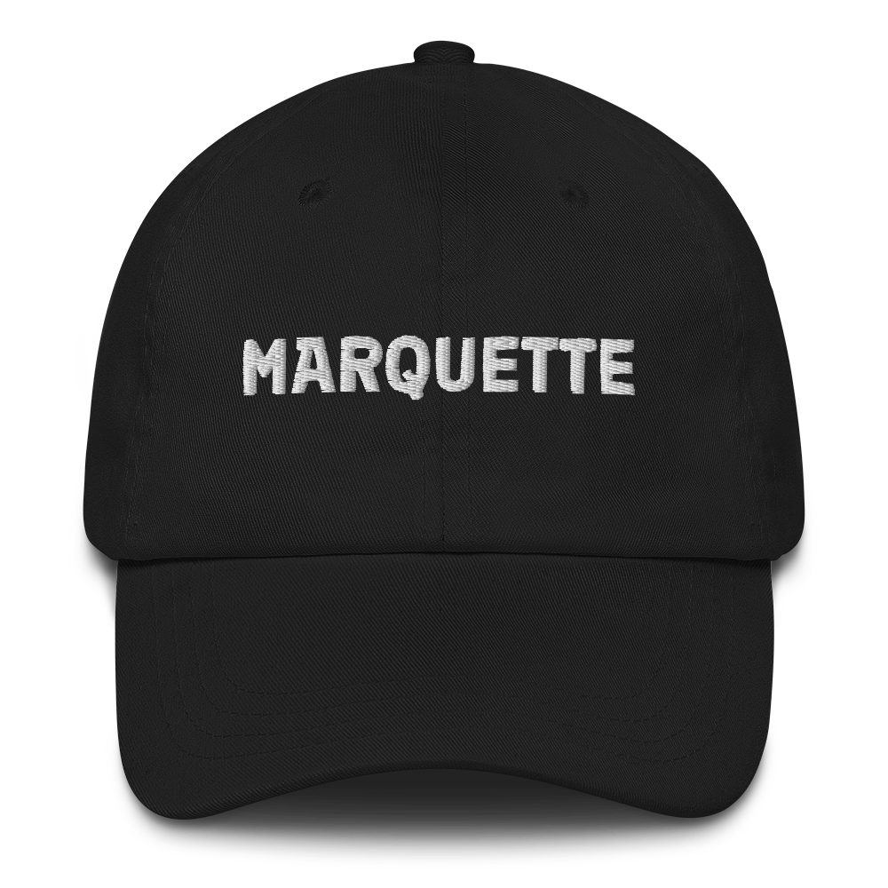 'Marquette' Dad Hat | White/Navy Embroidery