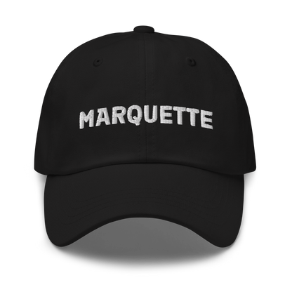 'Marquette' Dad Hat | White/Navy Embroidery