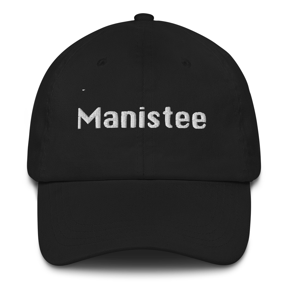 'Manistee' Dad Hat | White/Black Embroidery