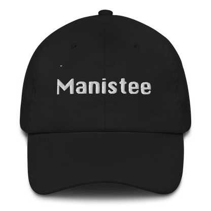 'Manistee' Dad Hat | White/Black Embroidery