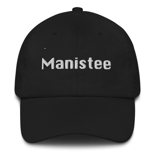 'Manistee' Dad Hat | White/Black Embroidery