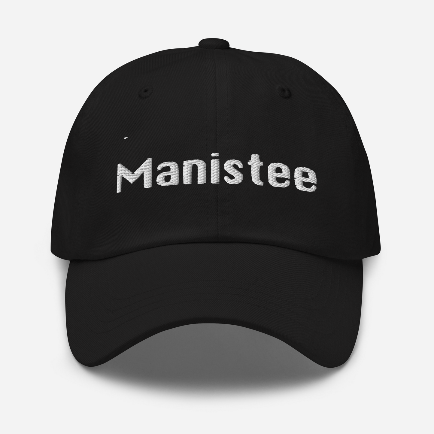 'Manistee' Dad Hat | White/Black Embroidery