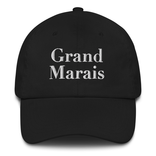 'Grand Marais' Dad Hat | White/Black Embroidery