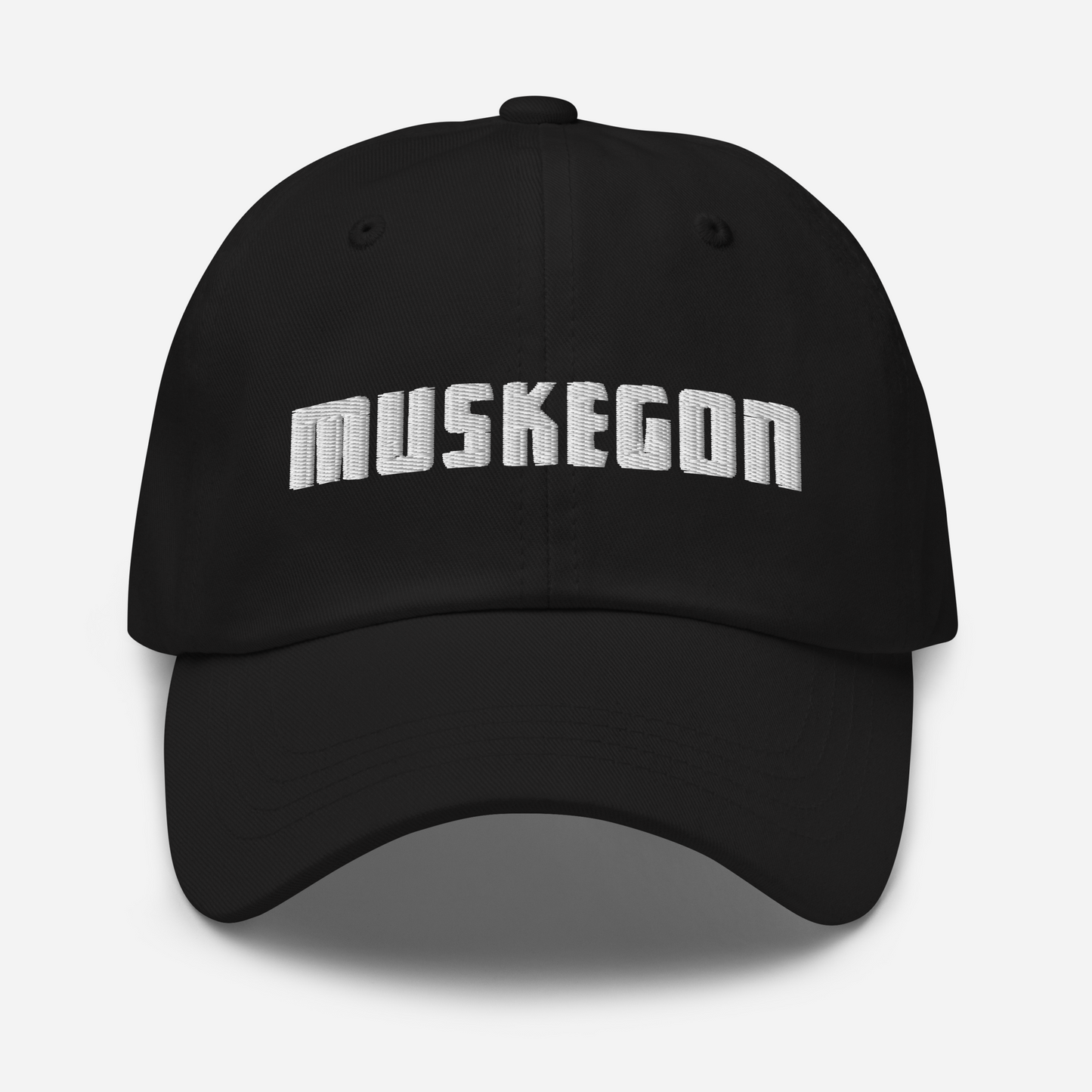 'Muskegon' Dad Hat | White/Black Emboridery