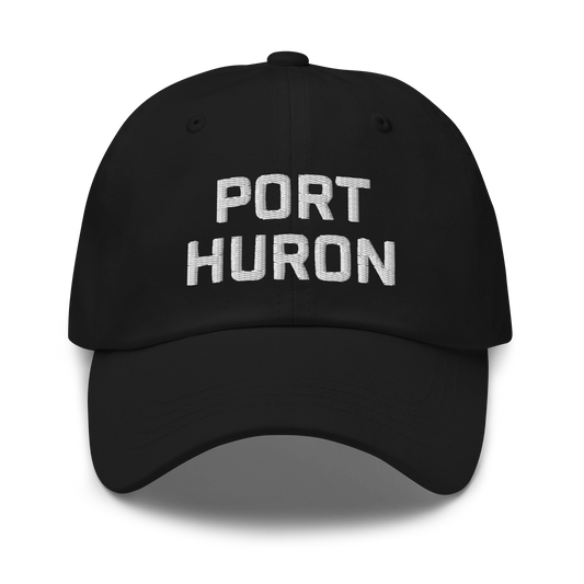 'Port Huron' Dad Hat | White/Black Embroidey