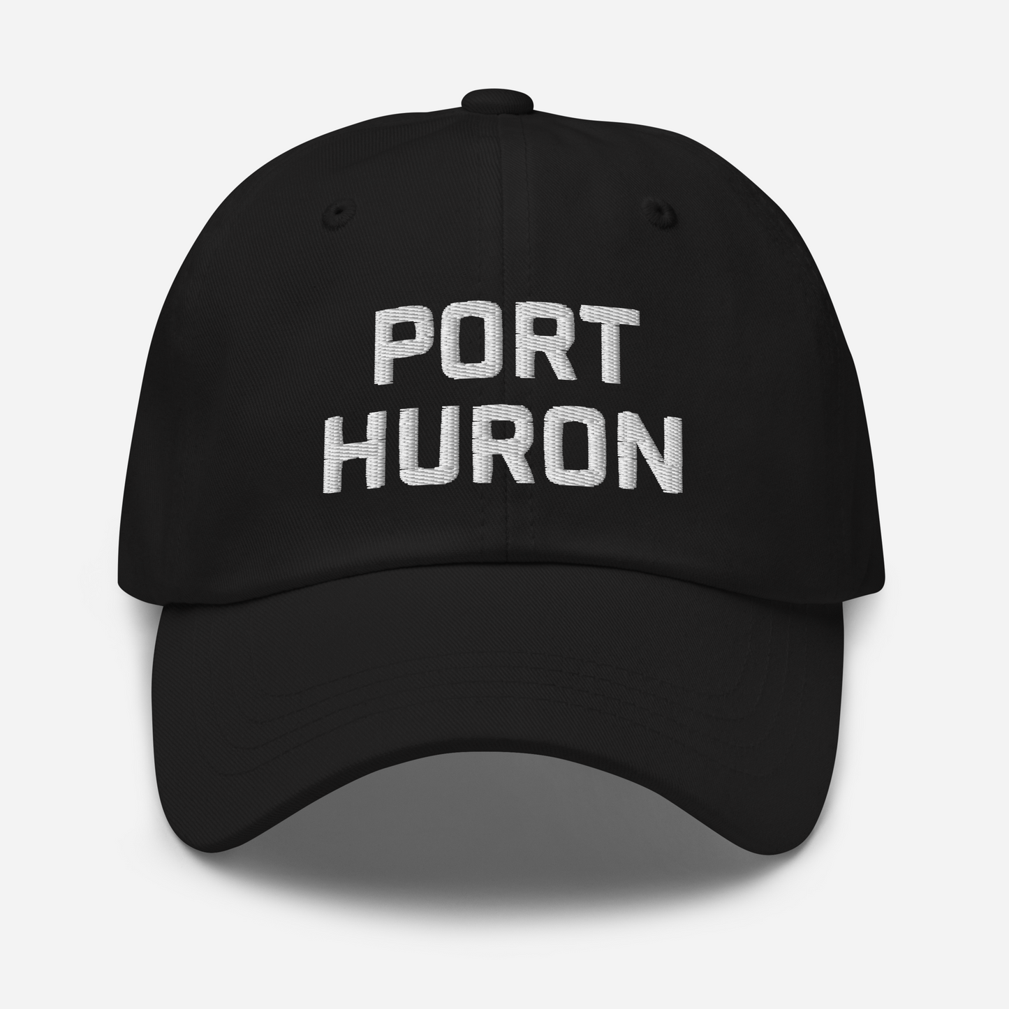 'Port Huron' Dad Hat | White/Black Embroidey