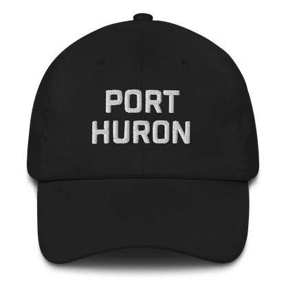 'Port Huron' Dad Hat | White/Black Embroidey