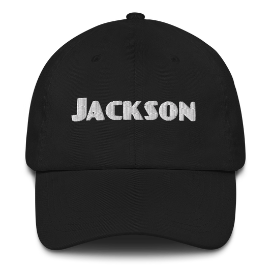 'Jackson' Dad Hat | White/Black Embroidery