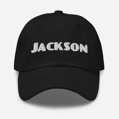 'Jackson' Dad Hat | White/Black Embroidery