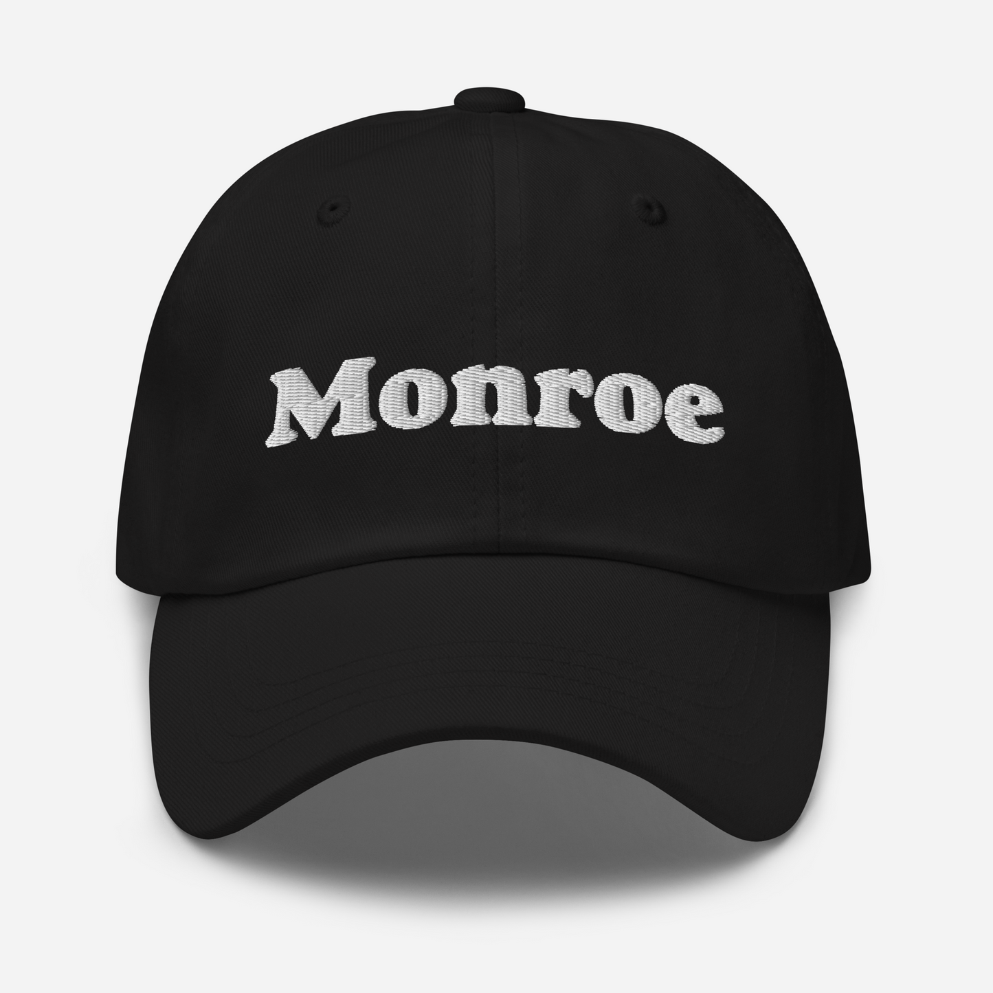 'Monroe' Dad Hat | White/Black Embroidery