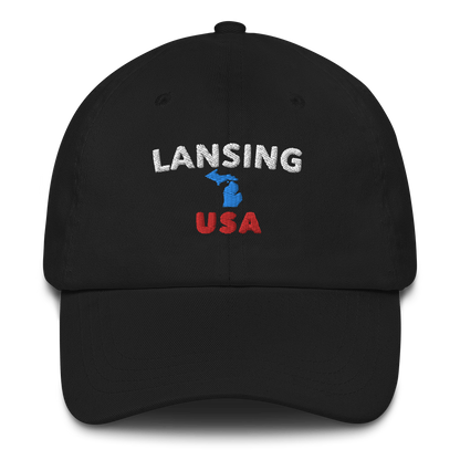 'Lansing USA' Dad Hat (w/ Michigan Outline)