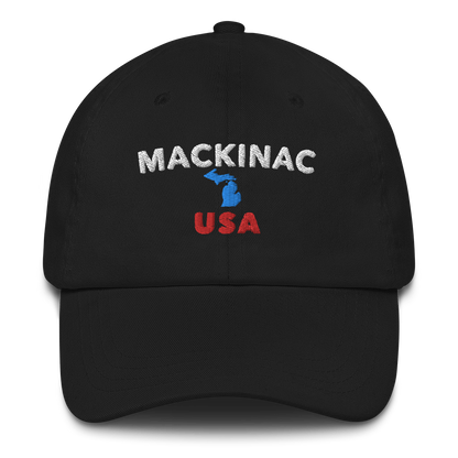 'Mackinac USA' Dad Hat (w/ Michigan Outline)