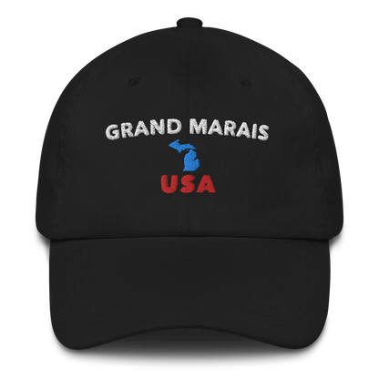 'Grand Marais USA' Dad Hat (w/ Michigan Outline)