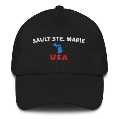 'Sault Ste. Marie USA' Dad Hat (w/ Michigan Outline)