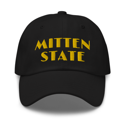 Michigan 'Mitten State' Dad Hat (Art Deco Font) | Gold Embroidery