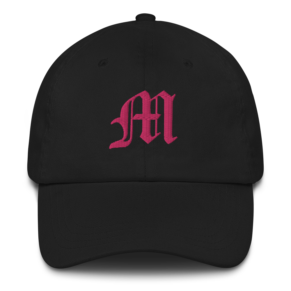 Old English 'M' Dad Hat (w/ 'Michigan' Back Design) | Pink Embroidery