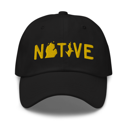 Michigan 'Native' Dad Hat (Licence Plate Font) | Gold Embroidery