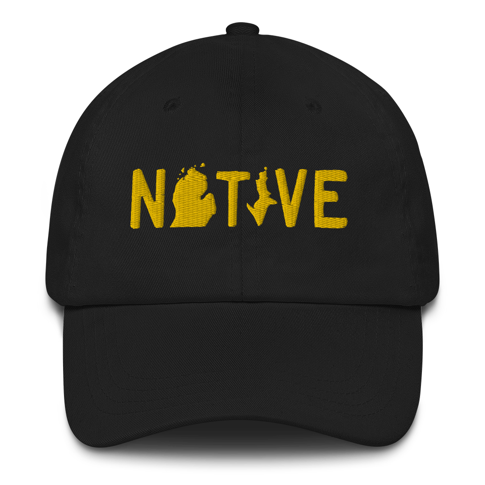 Michigan 'Native' Dad Hat (Licence Plate Font) | Gold Embroidery