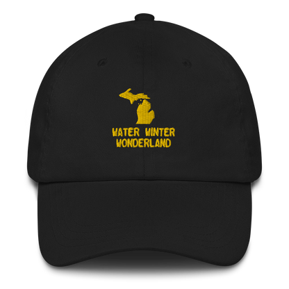 'Water Winter Wonderland' Dad Hat (w/ Michigan Outline) | Gold Embroidery