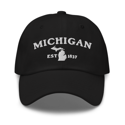 'Michigan EST 1837' Dad Hat (Woodcut Font)