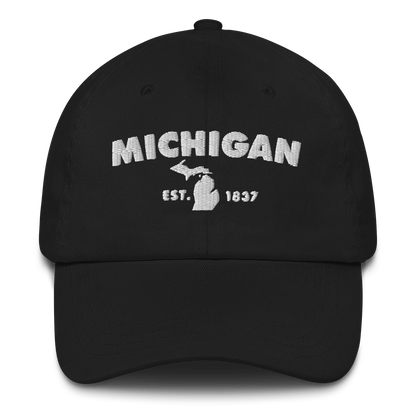 'Michigan EST 1837' Dad Hat (Geometric Sans Font)