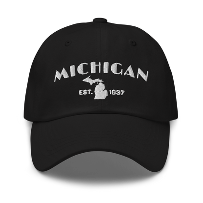 'Michigan EST 1837' Dad Hat (Theatrical Art Deco Font)