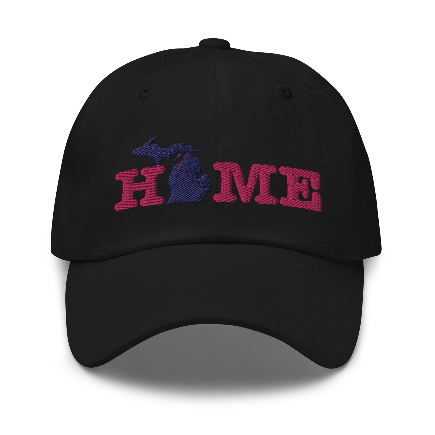 Michigan 'Home' Dad Hat (Typewriter Font) | Pink Embroidery