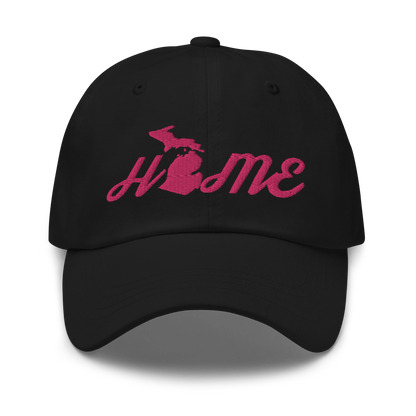 Michigan 'Home' Dad Hat (Script Font) | Pink Embroidery