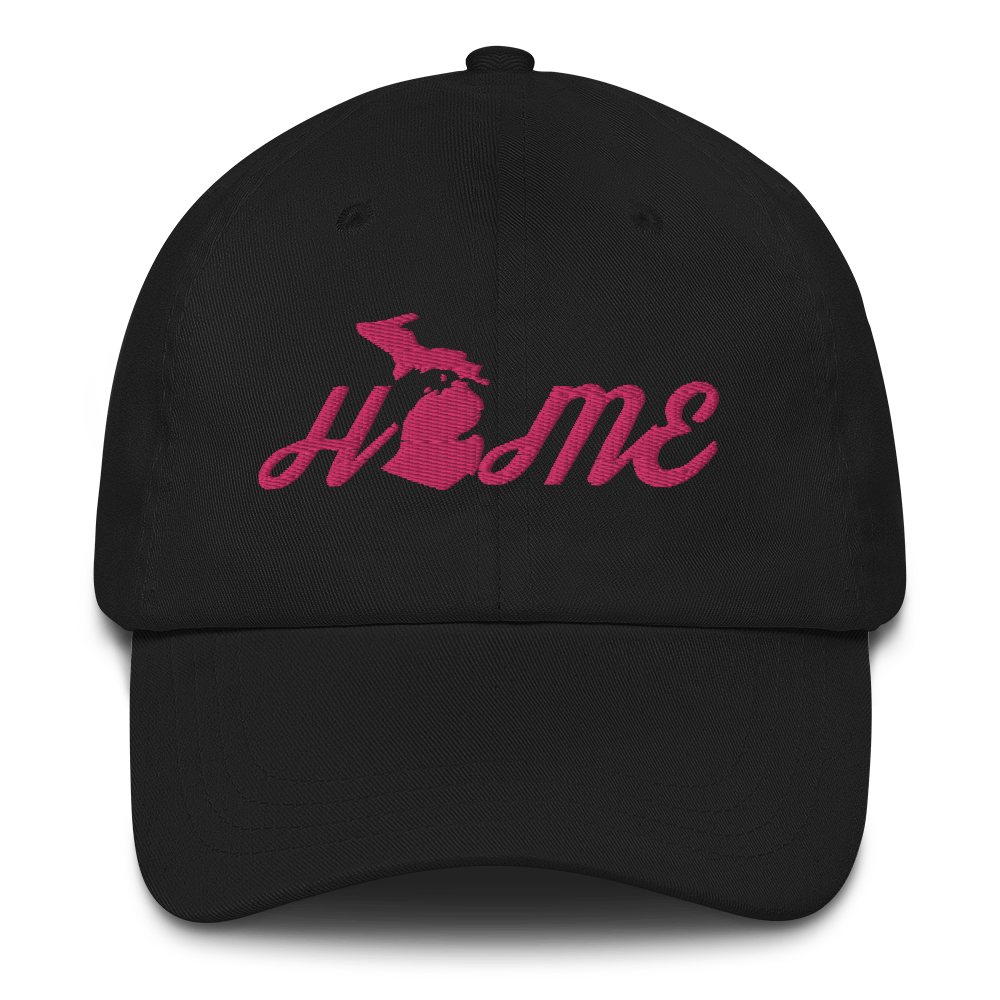 Michigan 'Home' Dad Hat (Script Font) | Pink Embroidery