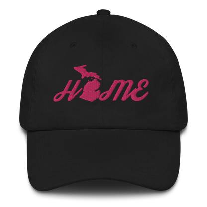 Michigan 'Home' Dad Hat (Script Font) | Pink Embroidery