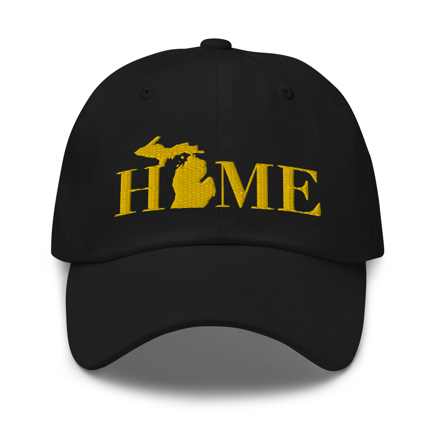 Michigan 'Home' Dad Hat (Geometric Sans Font) | Gold Embroidery