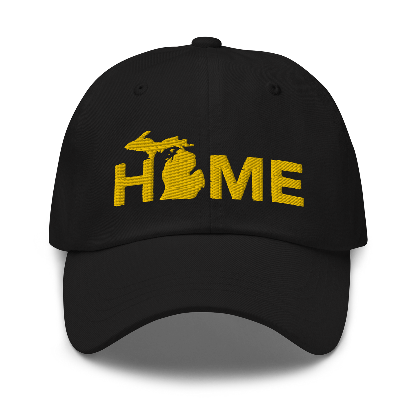 Michigan 'Home' Dad Hat (Geometric Sans Font) | Gold Embroidery