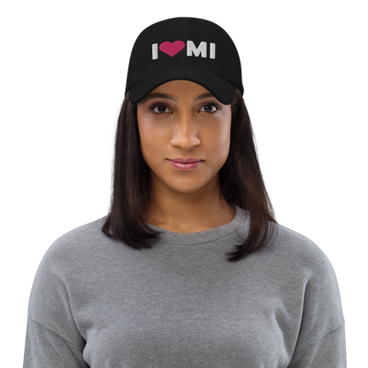 Michigan 'I ❤️ MI' Dad Hat (Rounded Swiss Font)