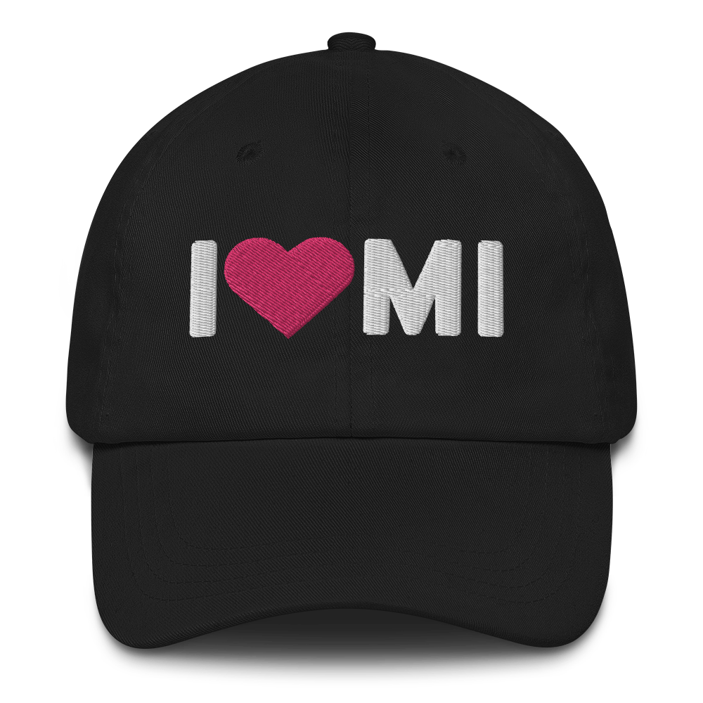 Michigan 'I ❤️ MI' Dad Hat (Rounded Swiss Font)