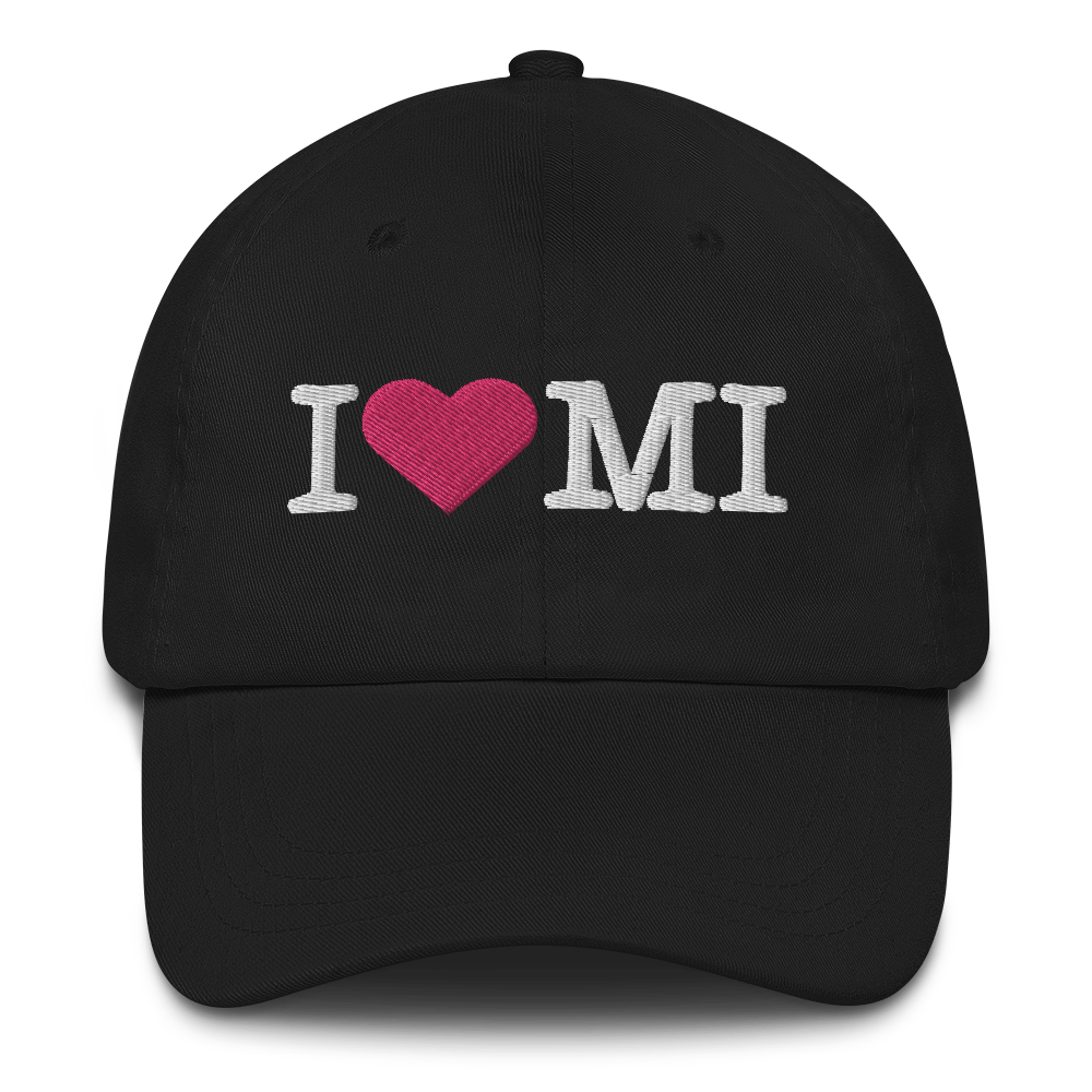 Michigan 'I ❤️ MI' Dad Hat (Typewriter Font)