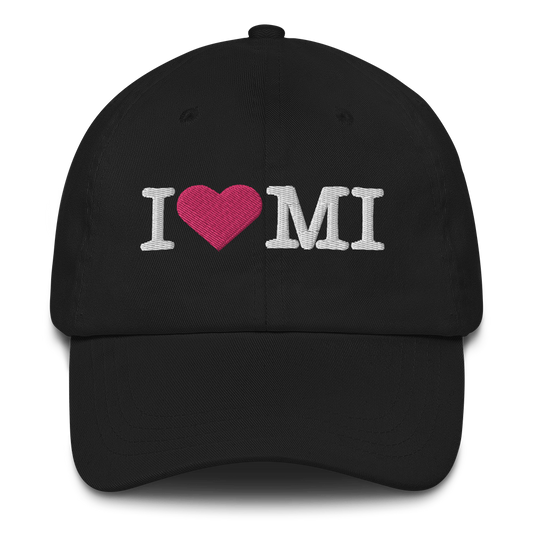 Michigan 'I ❤️ MI' Dad Hat (Typewriter Font)