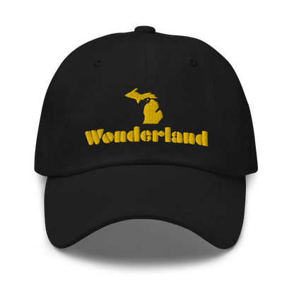 Michigan 'Wonderland' Dad Hat (Art Deco Font) [ Gold Embroidery