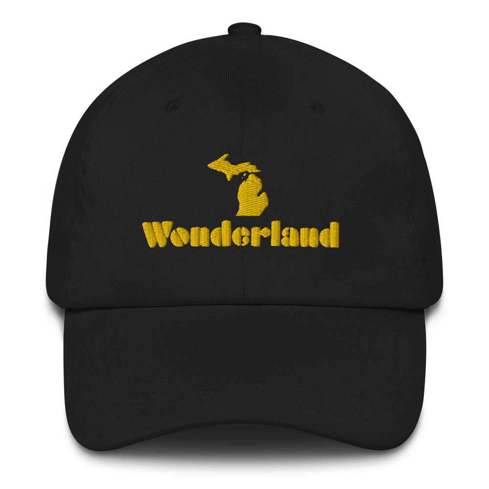 Michigan 'Wonderland' Dad Hat (Art Deco Font) [ Gold Embroidery