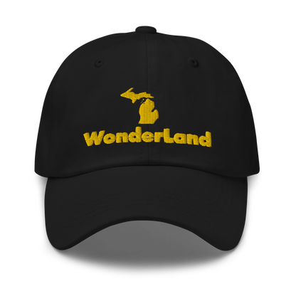 Michigan 'Wonderland' Dad Hat (Geometric Sans Font) | Gold Embroidery